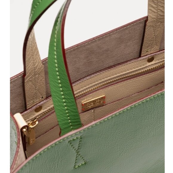 NWT Frances Valentine Margo Tote in Green Naplak Leather - The Perfect Bag - Picture 6 of 13